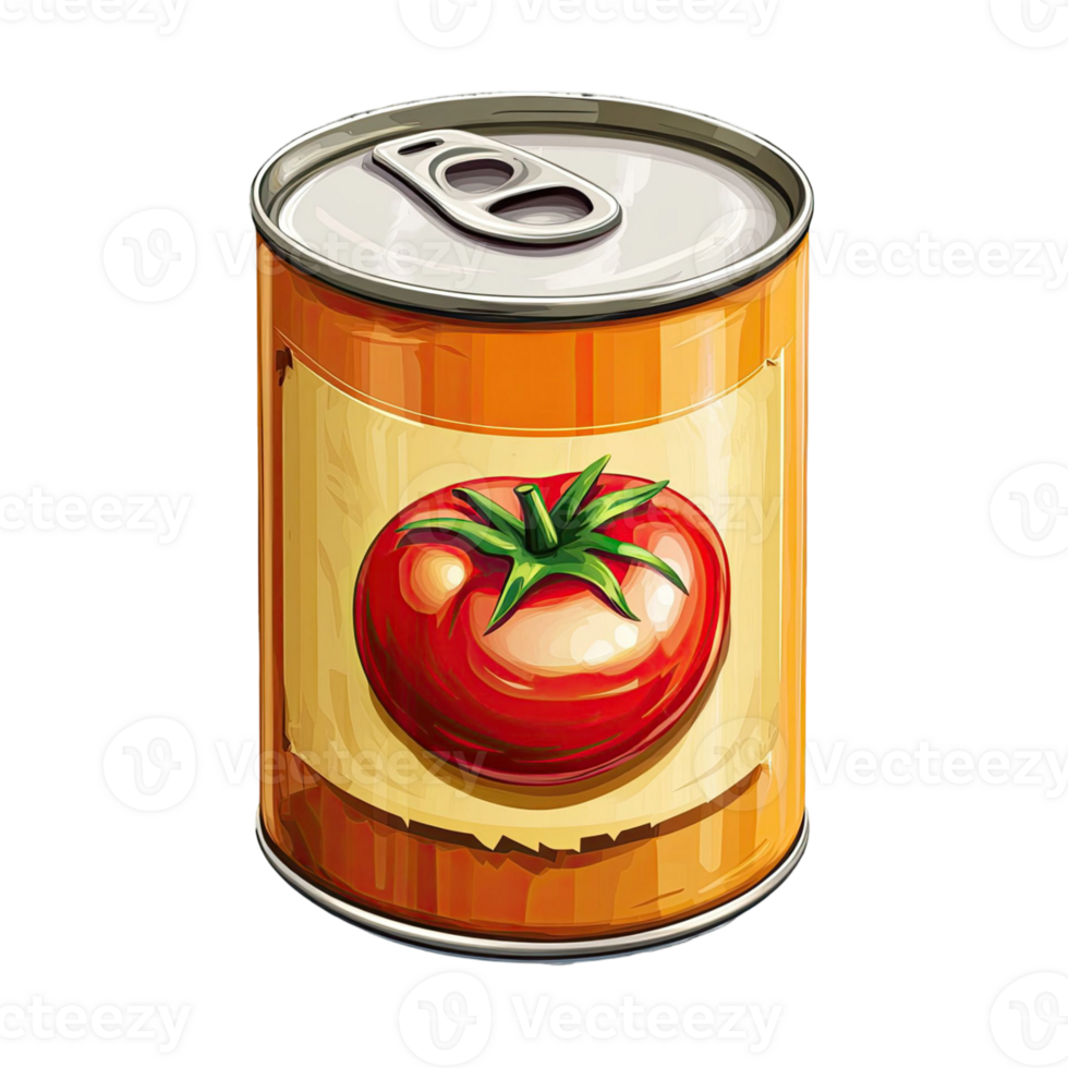 Illustration Of A Tomato Can Isolated On Transparent Background With Realistic Tomato Detail png