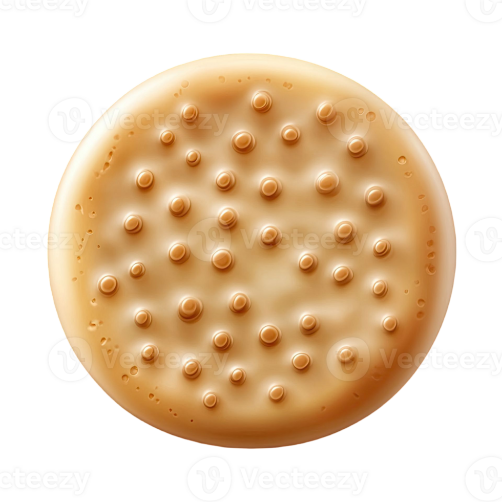 Isolated Biscuit with Surface Indentations on Transparent Background Golden Brown Color Studio Shot png