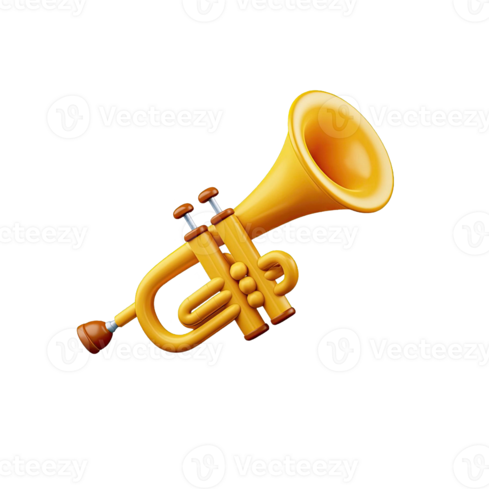 Isolated Golden Trumpet Illustration With Transparent Background for Musical Projects png