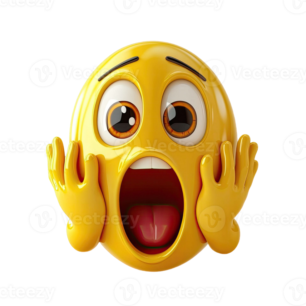 Shocked Yellow Emoji With Hands On Face And Transparent Background png