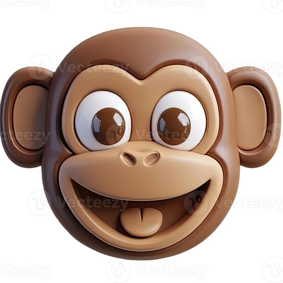 Smiling Brown Monkey Face Rendered On Transparent Background With Joyful Expression png