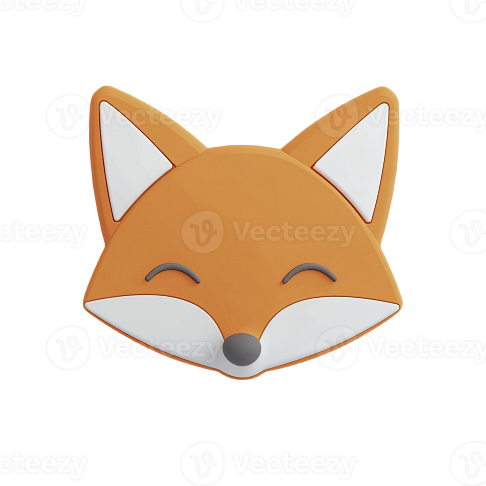 Smiling Cartoon Fox Face With Orange Fur And White Accents Against Transparent Backdrop png