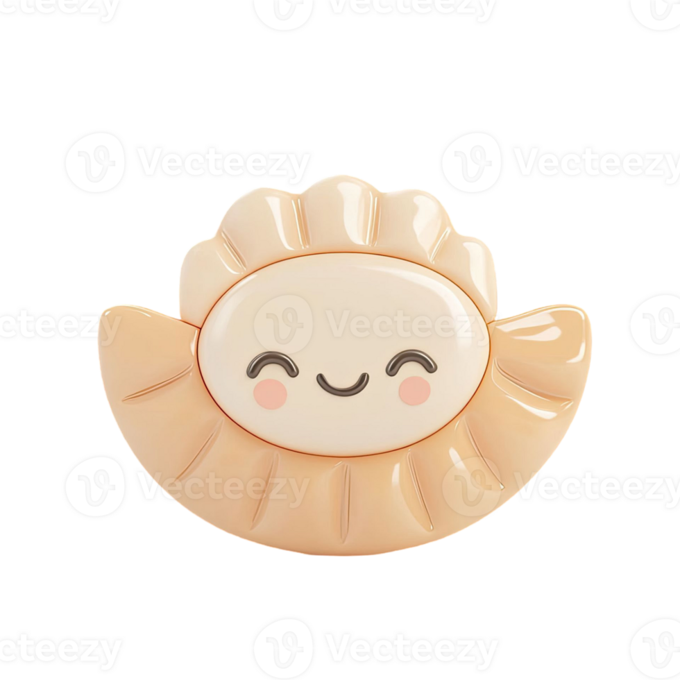 Smiling Dumpling Character With Pink Cheeks Isolated on Transparent Background png