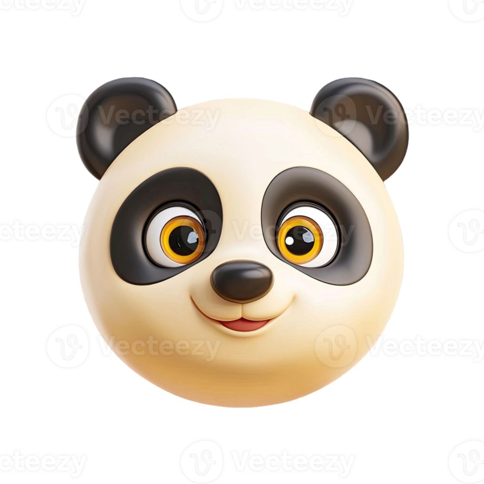 Smiling Panda Cartoon Face With Black And Cream Colors On Transparent Background png