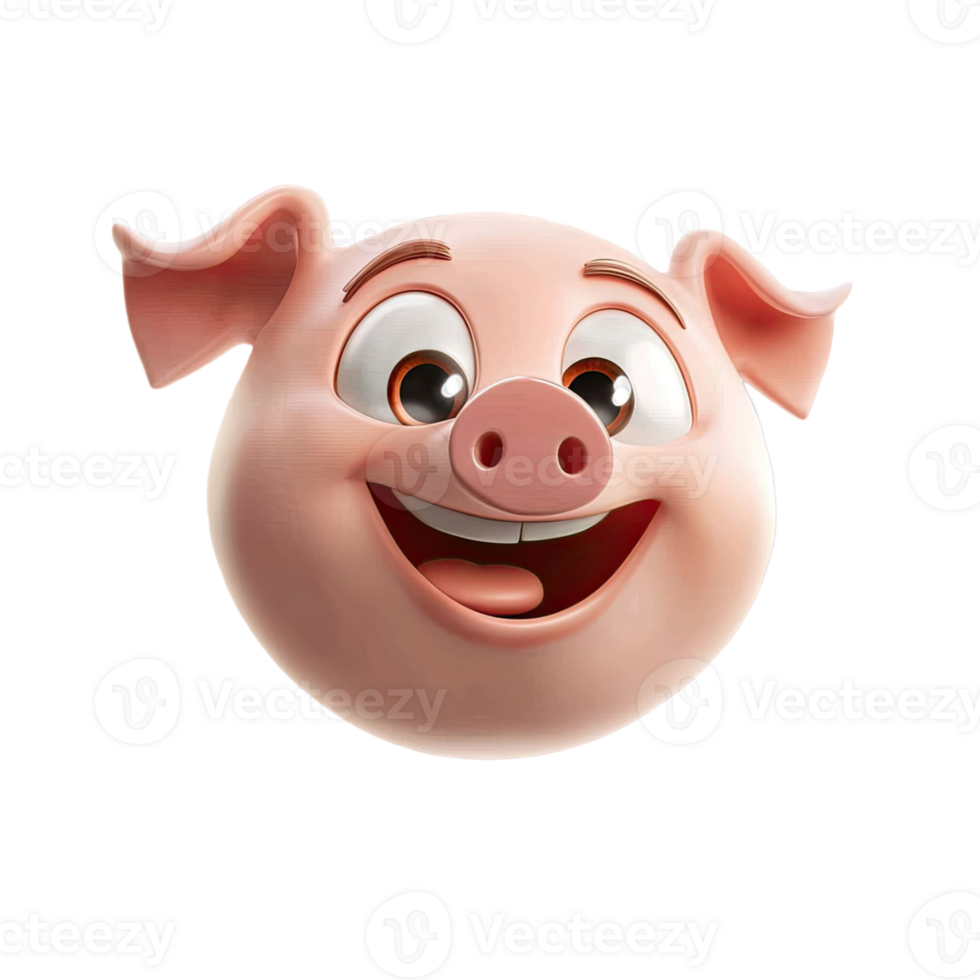 Smiling Pig Face With Cheerful Expression Against Transparent Background png