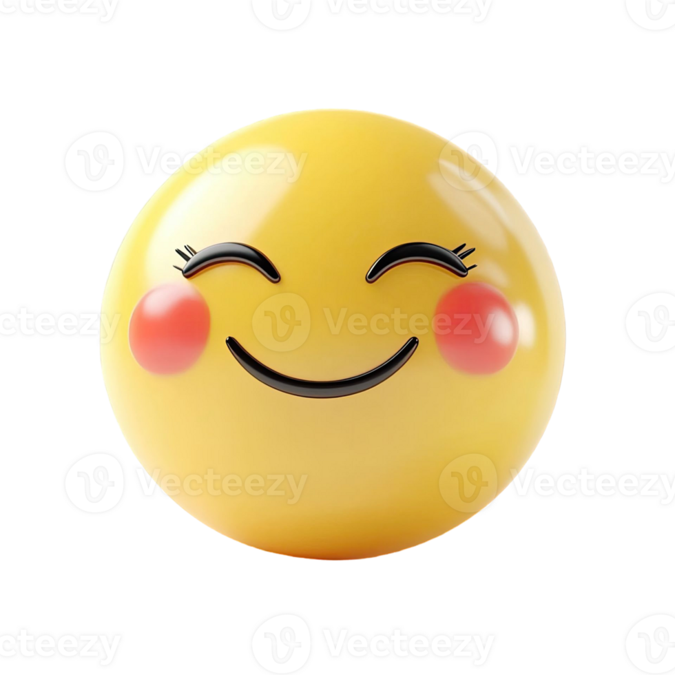 Smiling Yellow Emoji with Rosy Cheeks on Transparent Background png