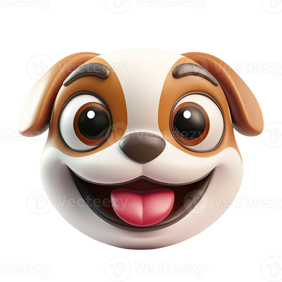 Smiling Puppy Face Rendered Cartoon Style With Brown And White Fur On Transparent Background png