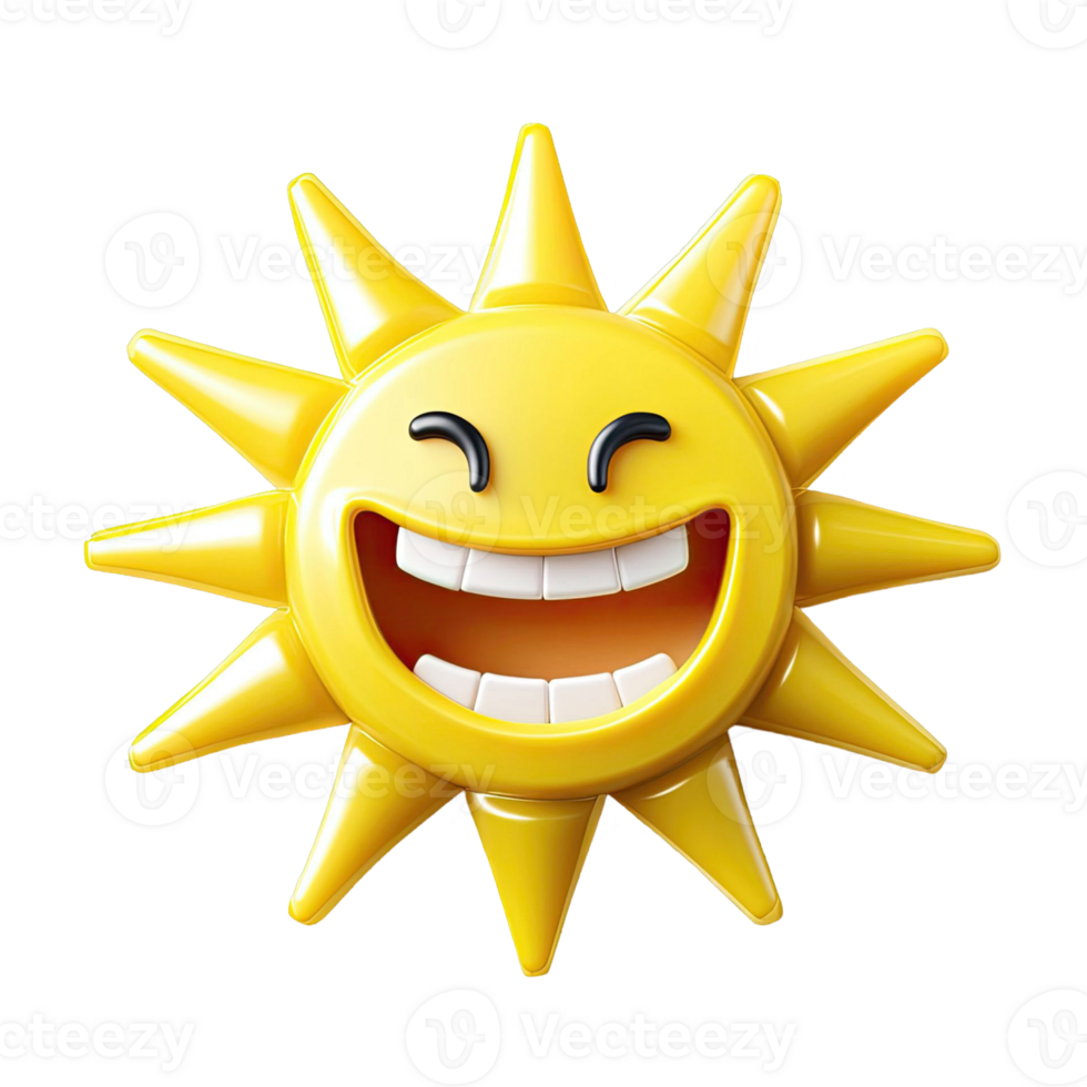 Smiling Yellow Sun Icon Against Transparent Background png