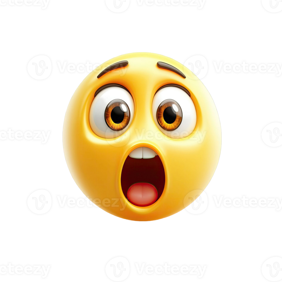 Surprised Emoji Illustration With Open Mouth and Wide Eyes on Transparent Background png