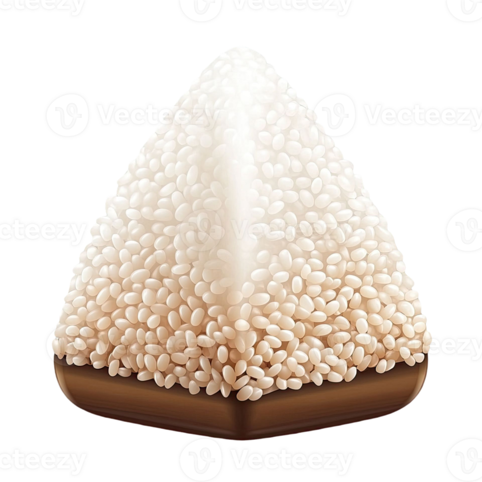 Triangular Food Item with White Rice Texture and Brown Base on a Transparent Background png