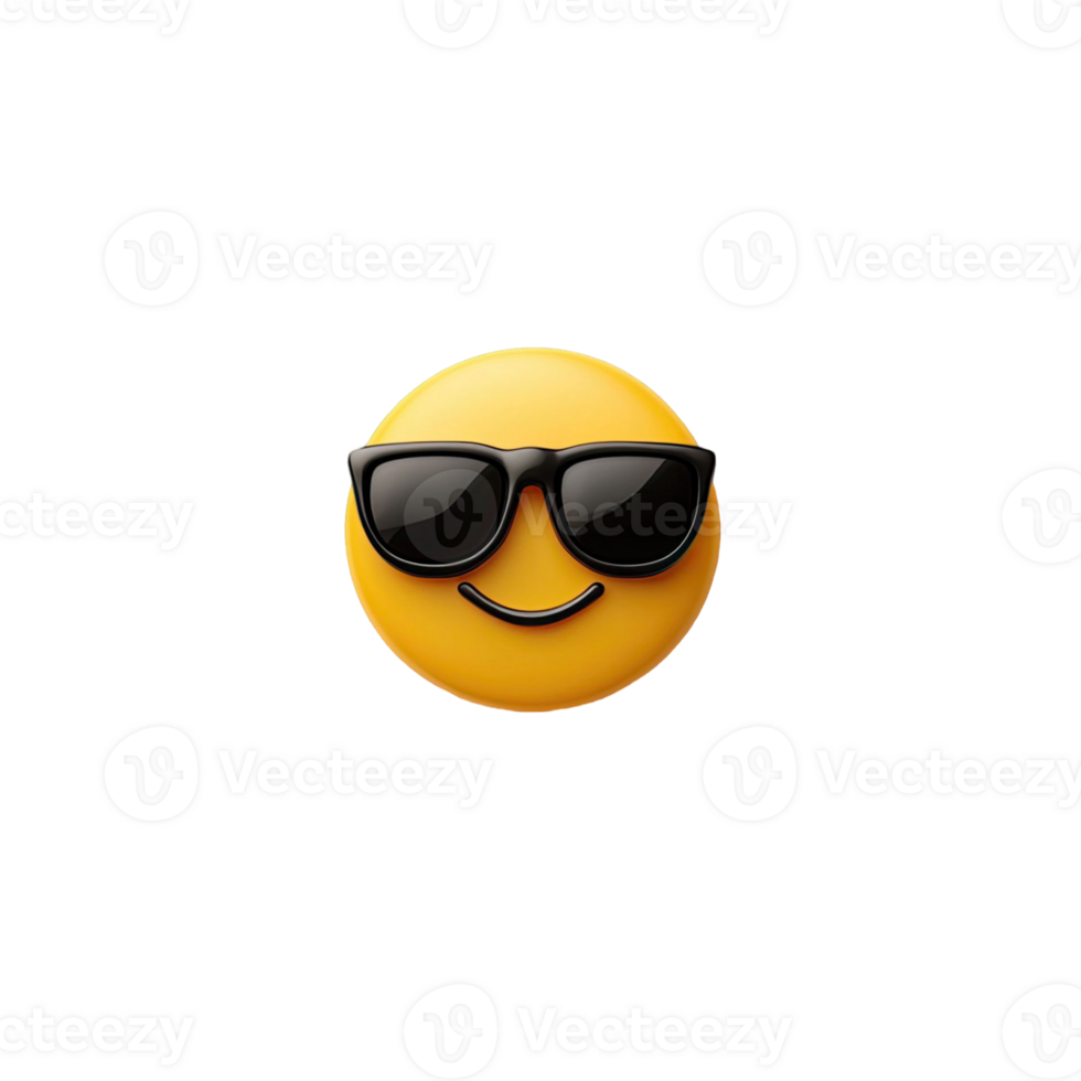 Yellow Emoji Wearing Black Sunglasses on Black Background Representing Fun and Coolness png
