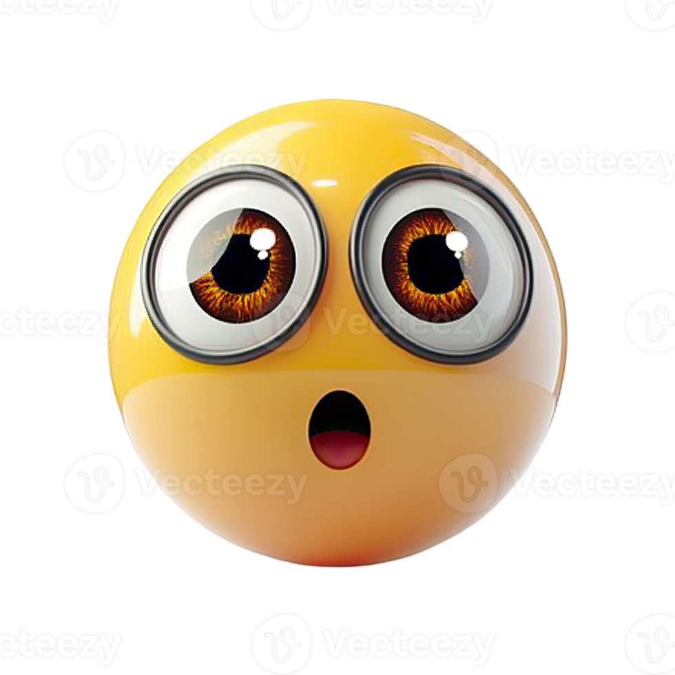 Yellow Emoji With Wide Eyes And Open Mouth Displaying Surprise On Transparent Background png