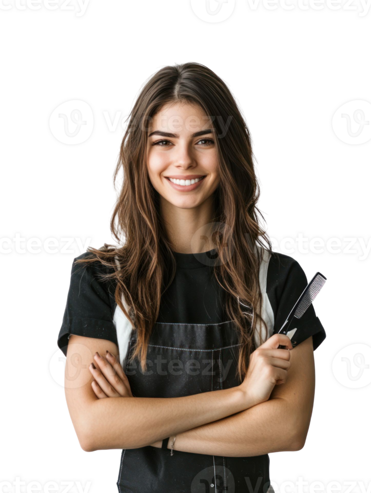 Smiling Young Woman Artist Holding Palette Against Transparent Background png