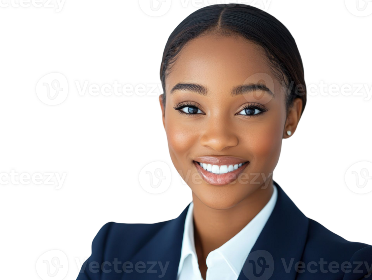 Smiling Young Woman in Navy Blazer with Transparent Background Studio Shot png