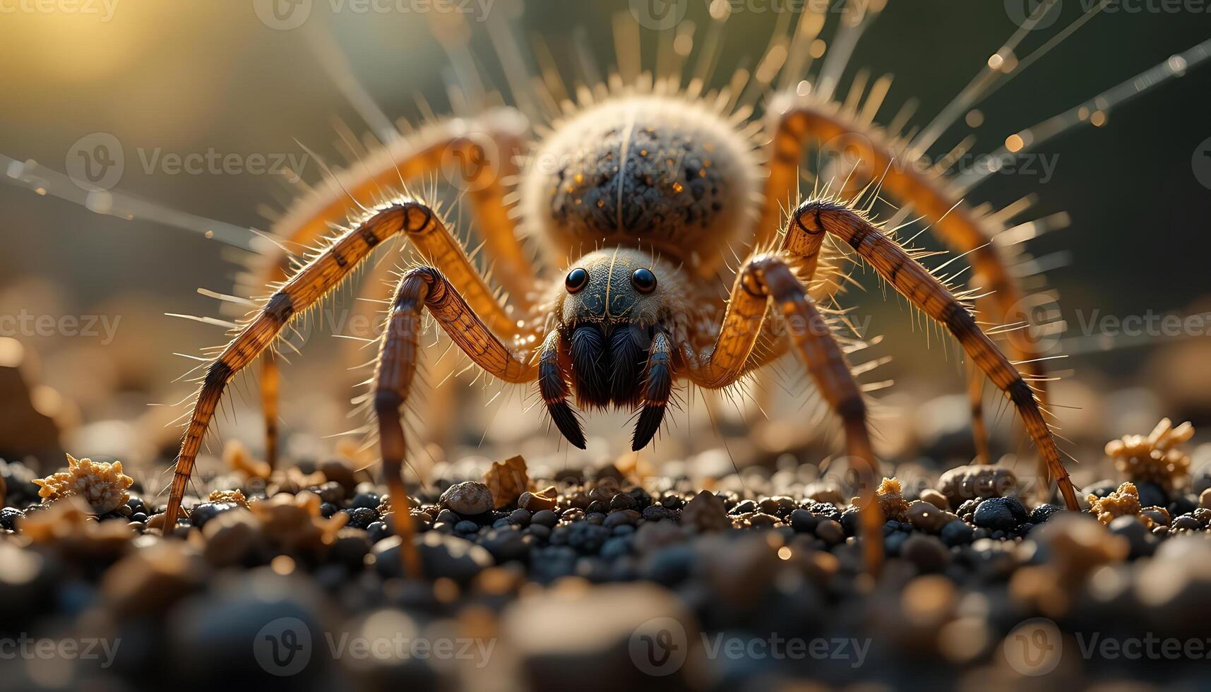 Spider Crawling on Ground Macro Close-up photo