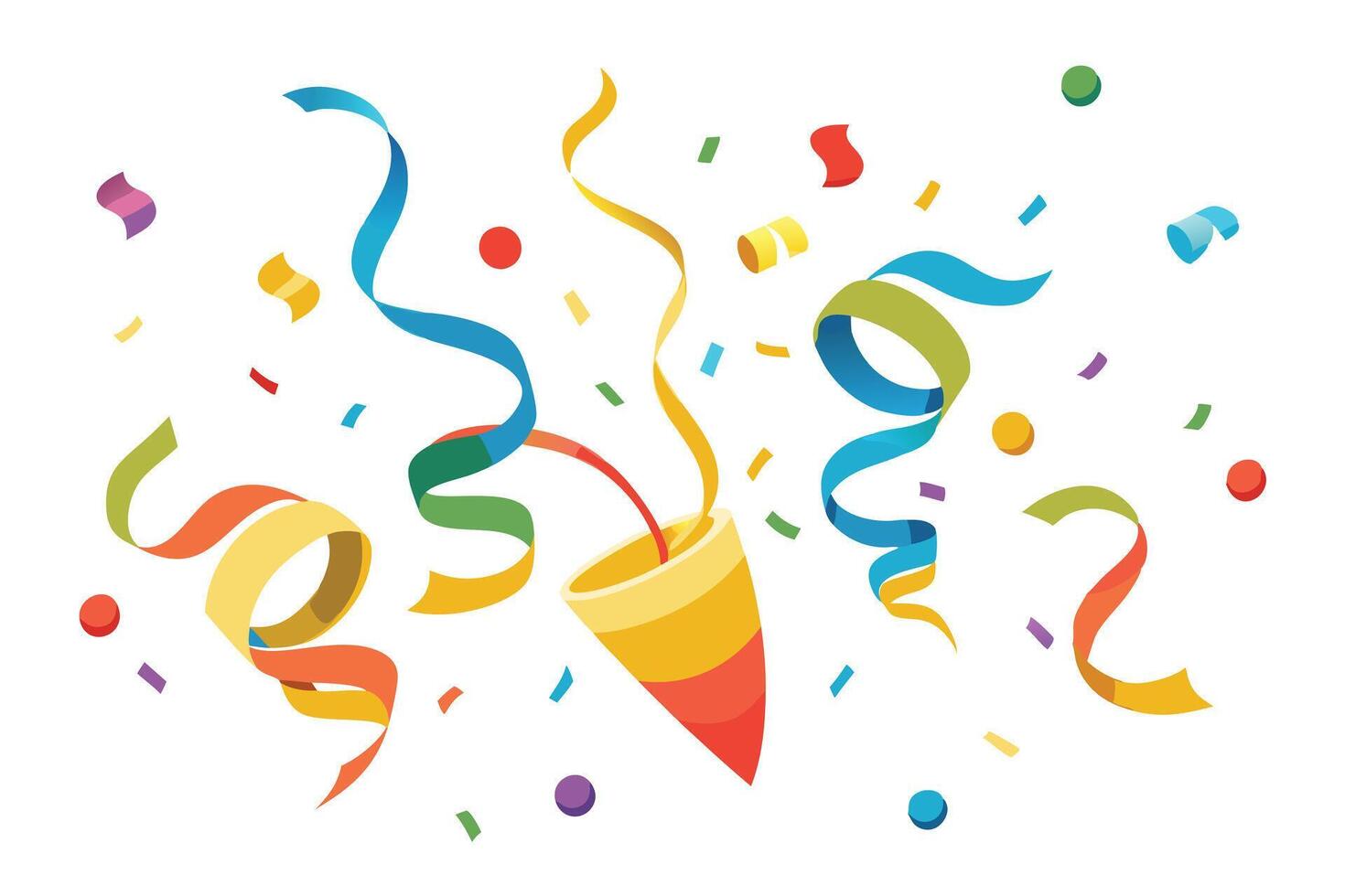 Festive Confetti and Streamers Celebration Background vector