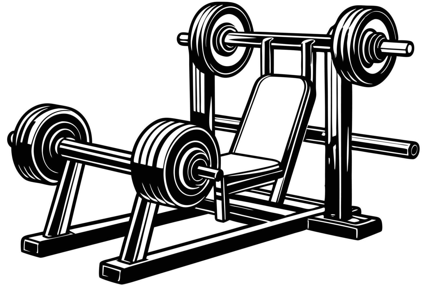 A illustration of a weight training machine. vector