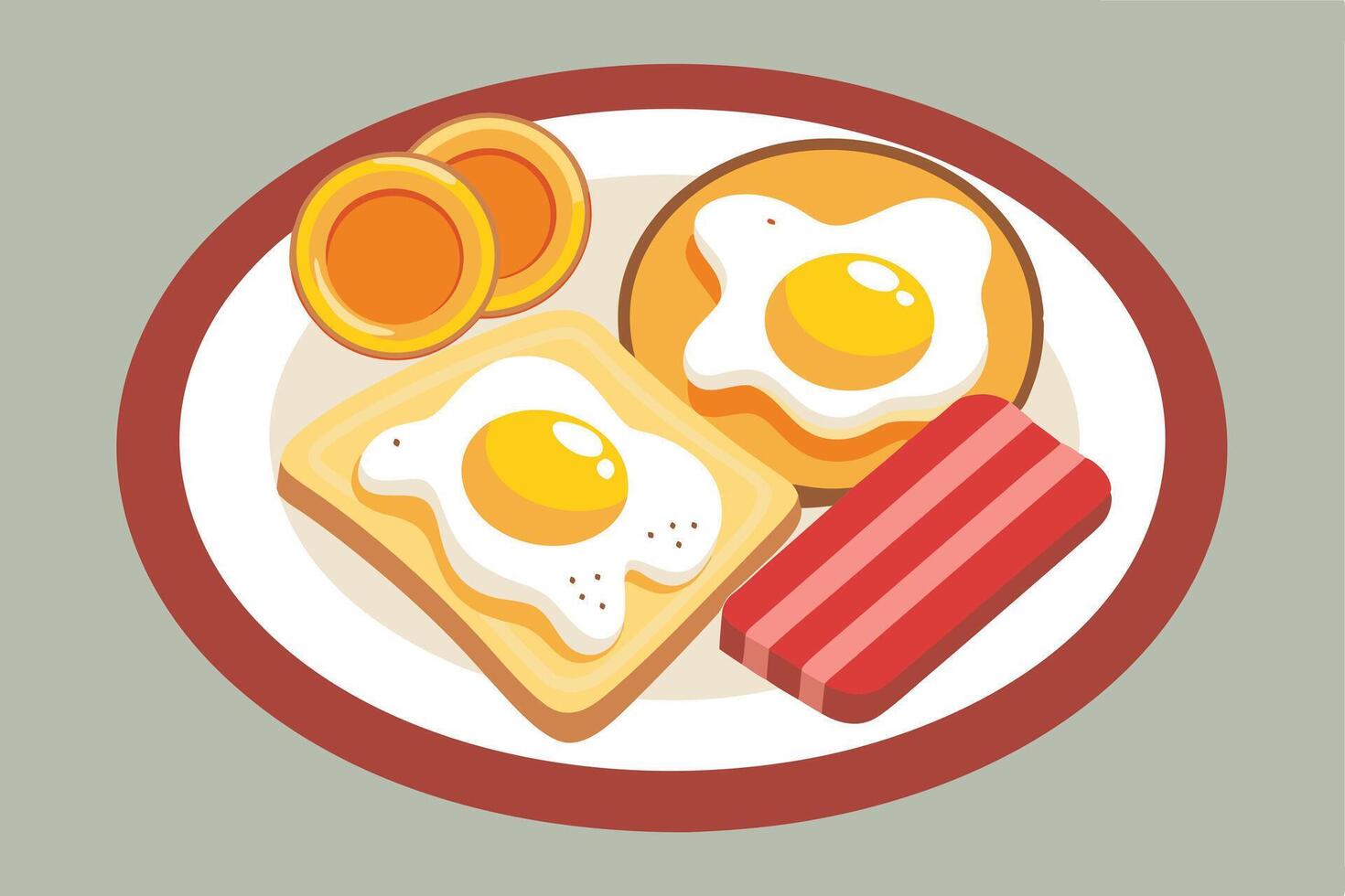 Breakfast Plate with Eggs, Bacon, and Toast vector