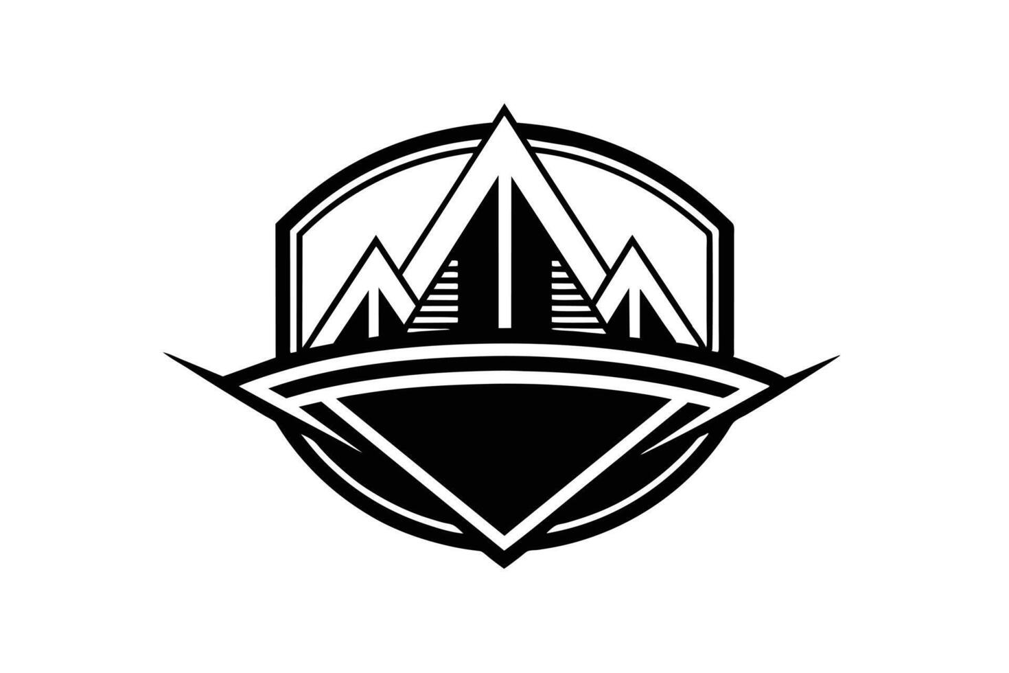 Bold Black and White Mountain Logo Design vector