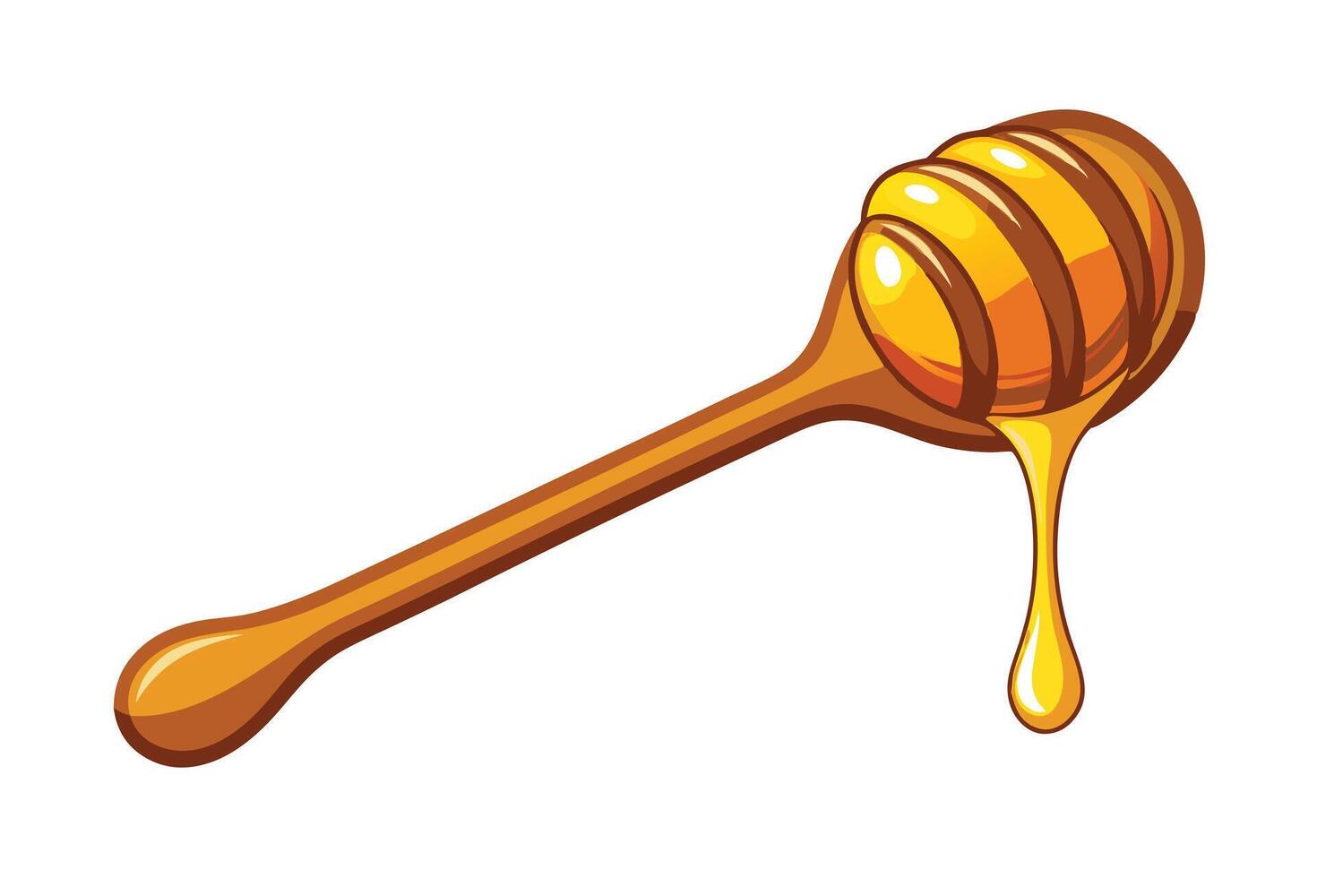 A honey dripping from a wooden spoon vector