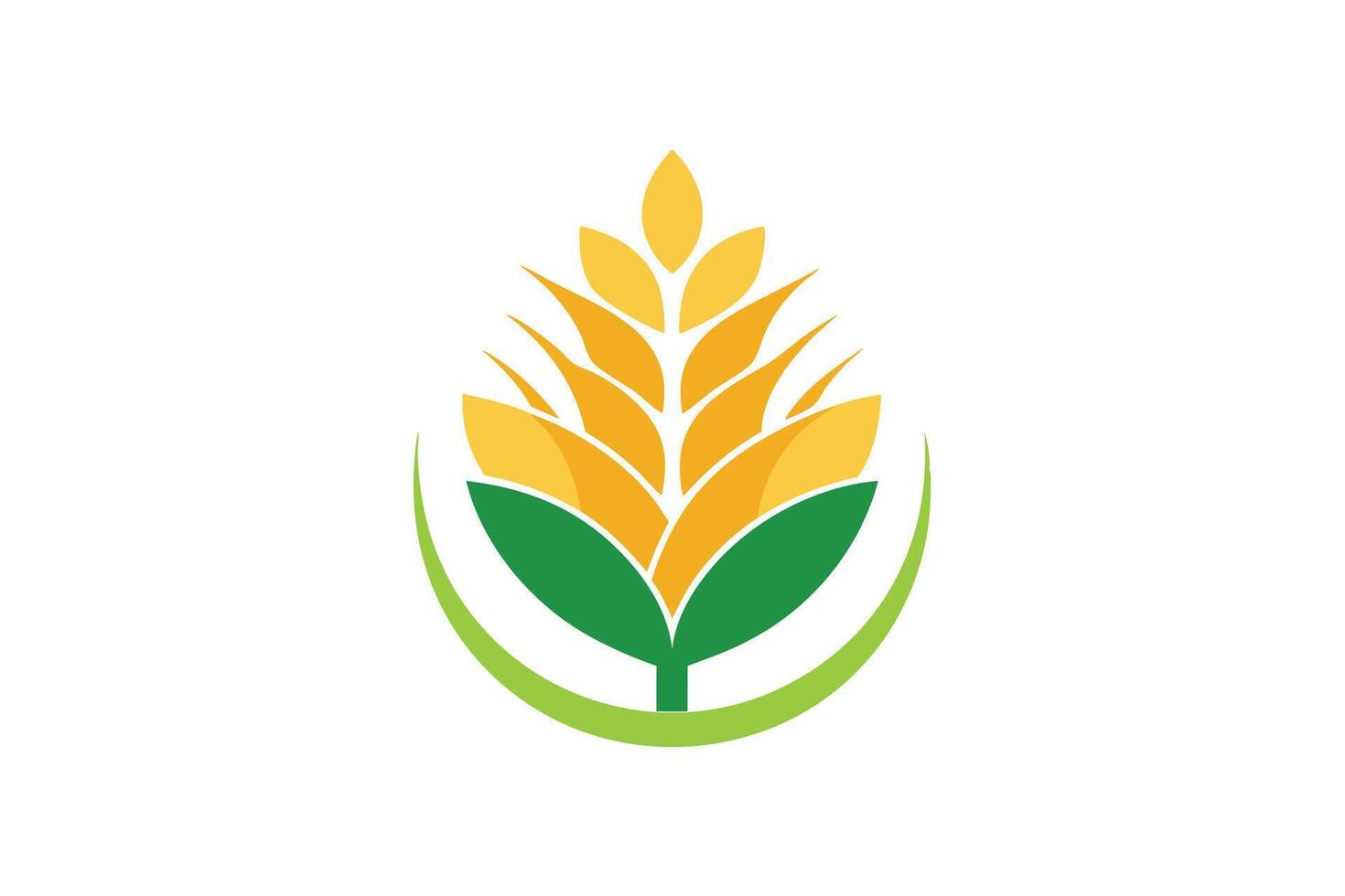 Vibrant Graphic of Golden Wheat Spikes on White Background vector