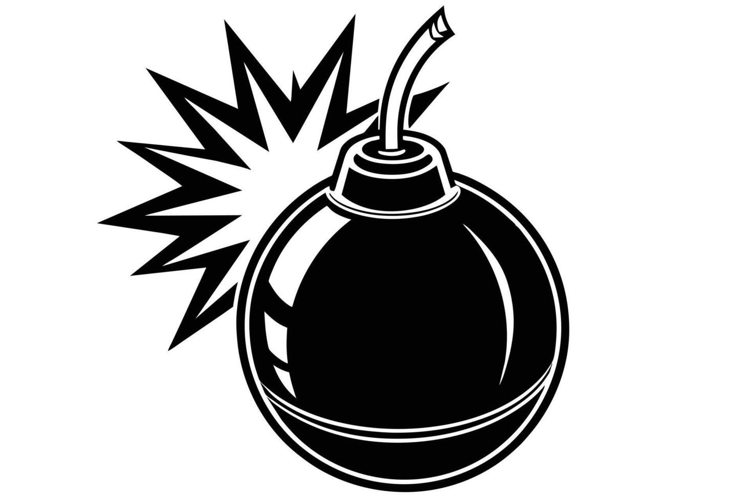 Simple black and white illustration of a bomb exploding. vector