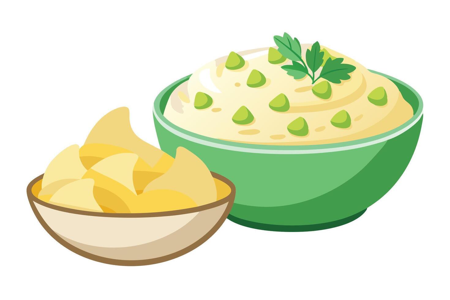Delicious Creamy Dip with Crispy Tortilla Chips vector