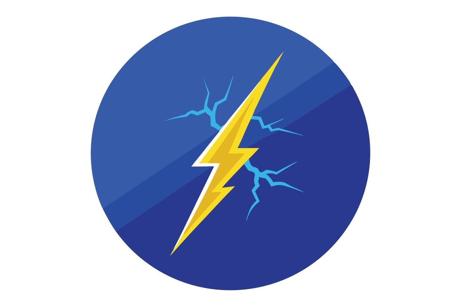 Powerful Lightning Bolt Icon in a Blue Circle vector