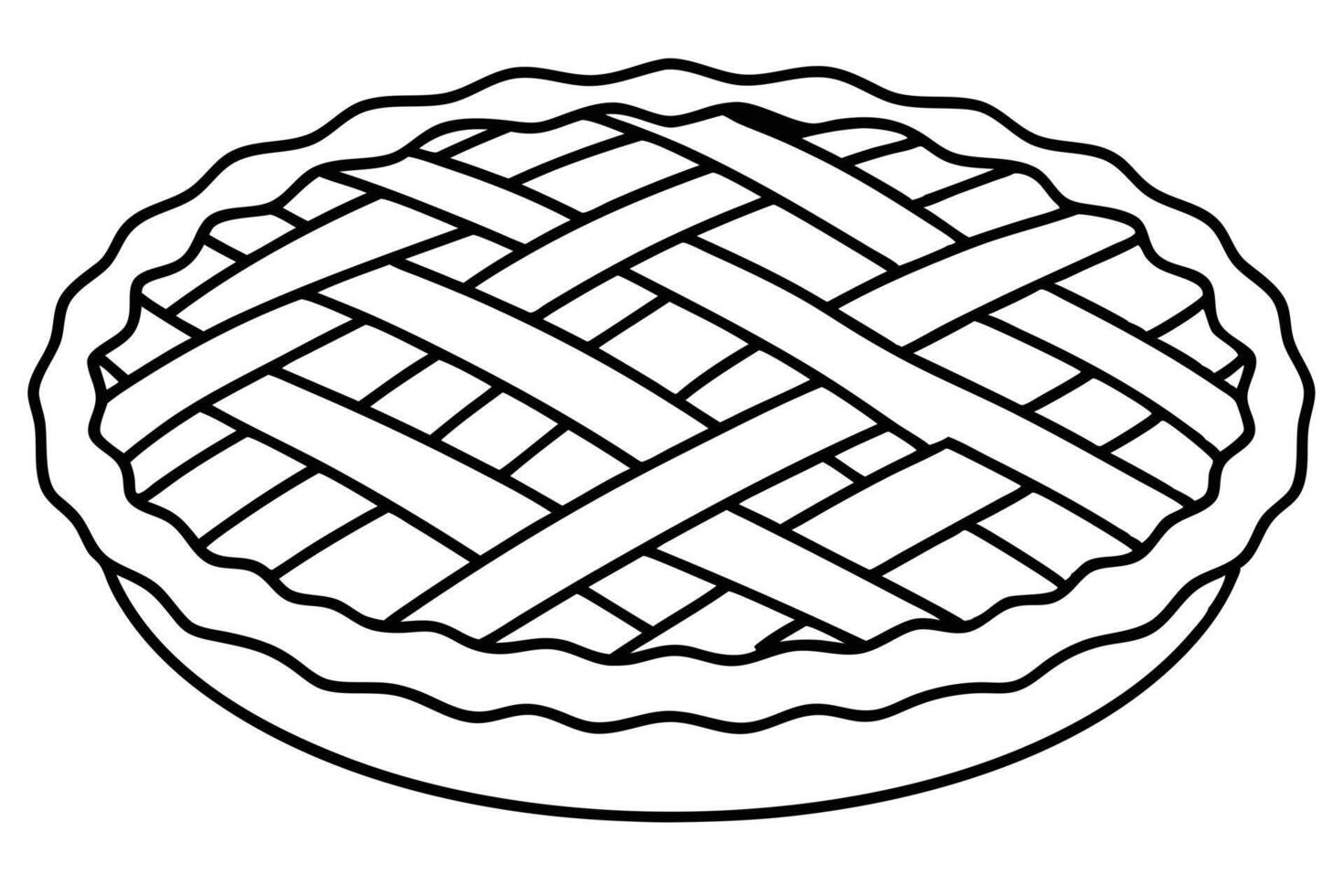 Simple Line Drawing of a Lattice-Top Pie vector