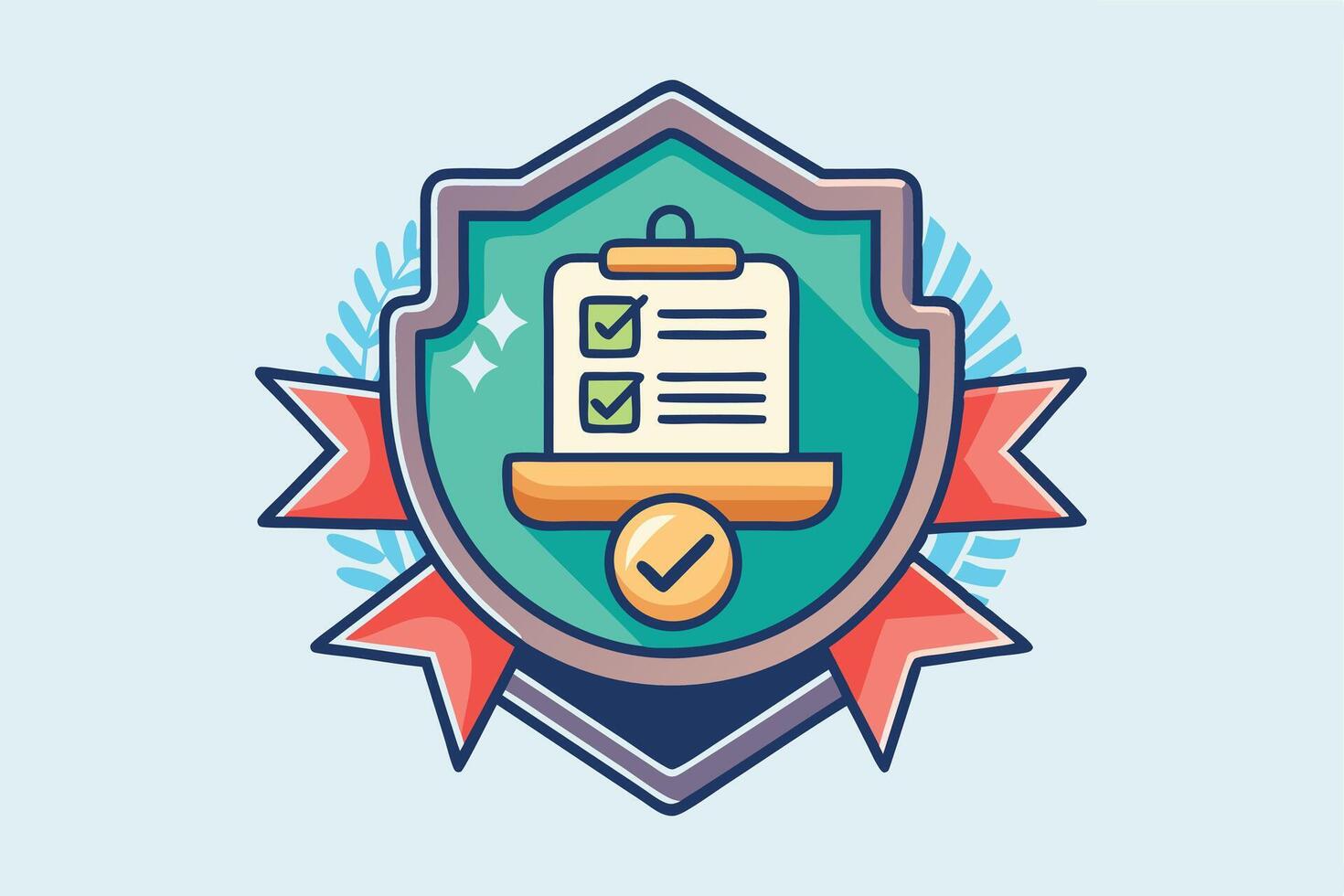 Award Badge Design with Star and Ribbons vector
