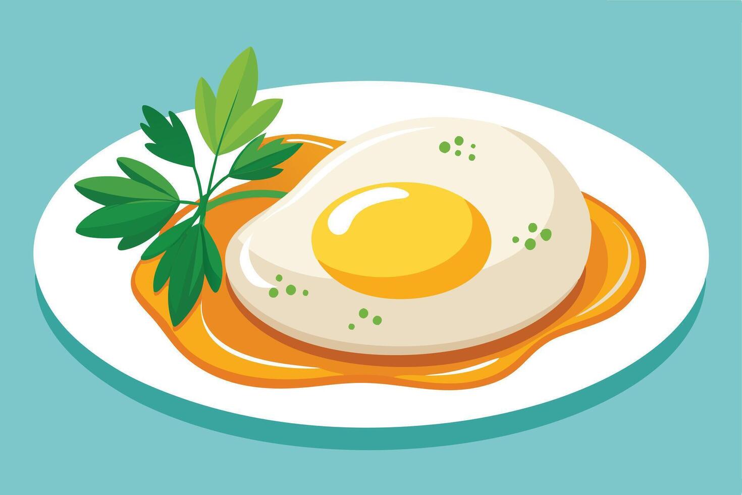 Delicious Fried Egg with Parsley on a Plate vector