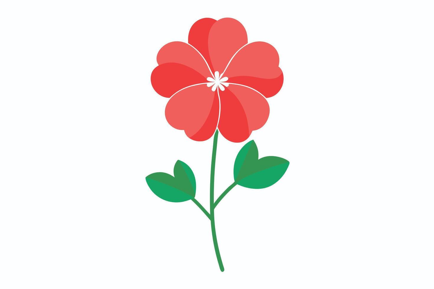 A vibrant red flower with green leaves, perfect for spring design. vector