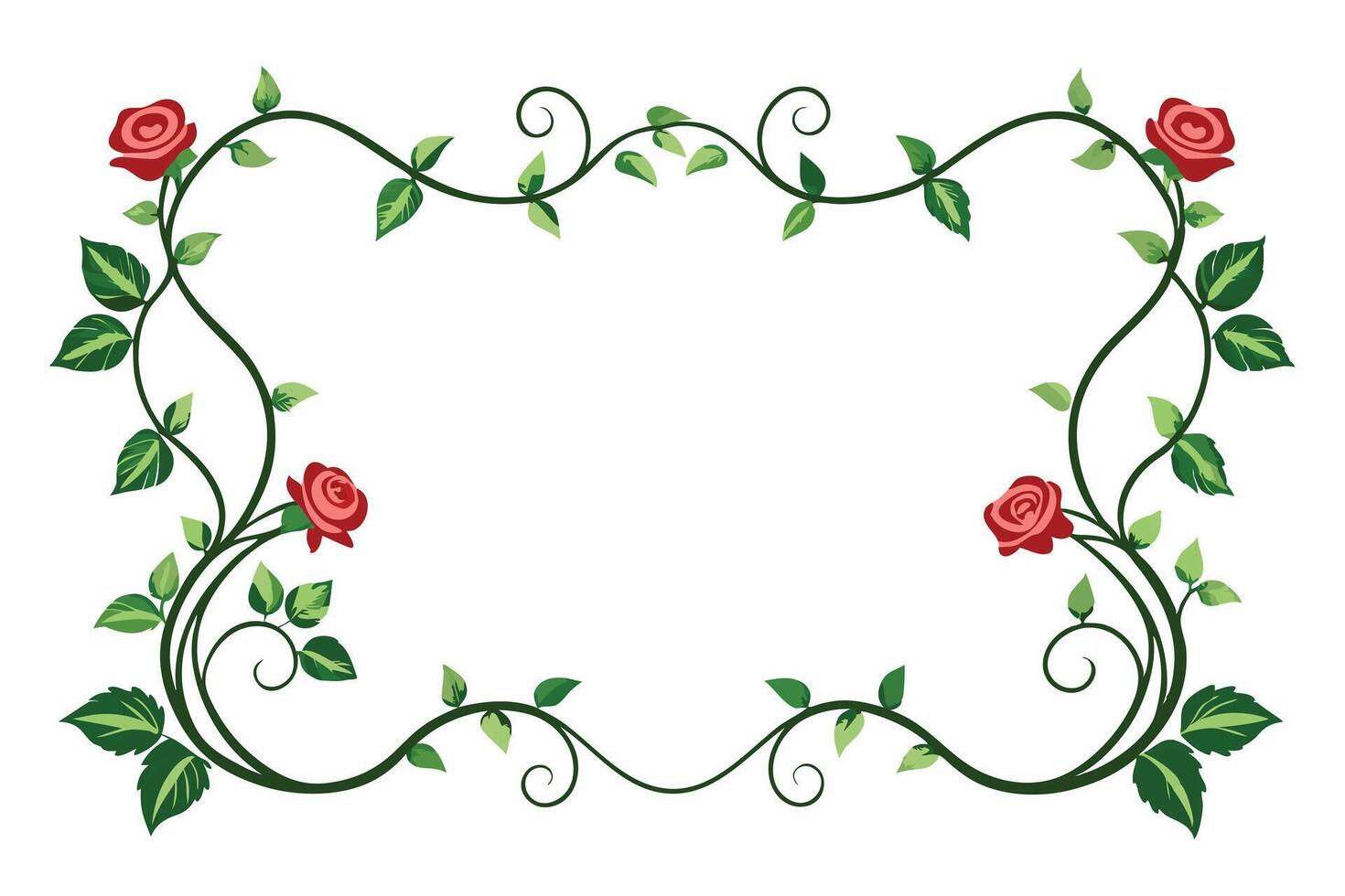 Elegant Rose and Vine Border Design for Decorative Use vector