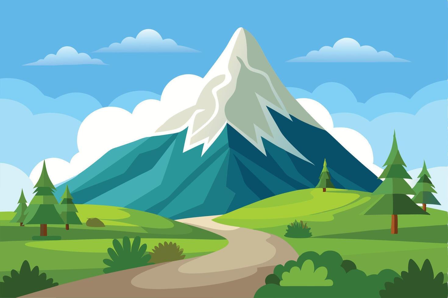 Serene Mountain Landscape with Winding Path vector