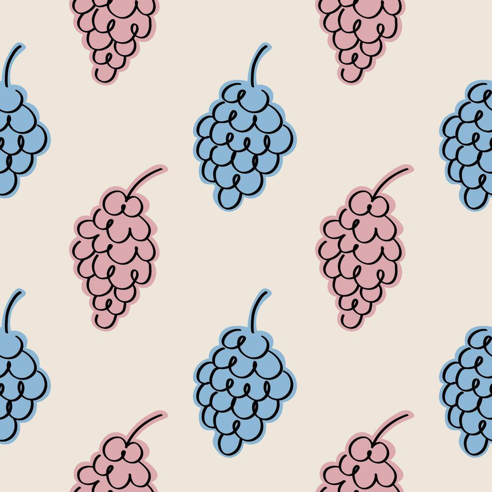 Vineyard seamless repeating pattern with vine. Hand drawn background of grape plant for print, textile, label, poster, brochure, template, banner, logo, paper. Design texture rapport with vine vector