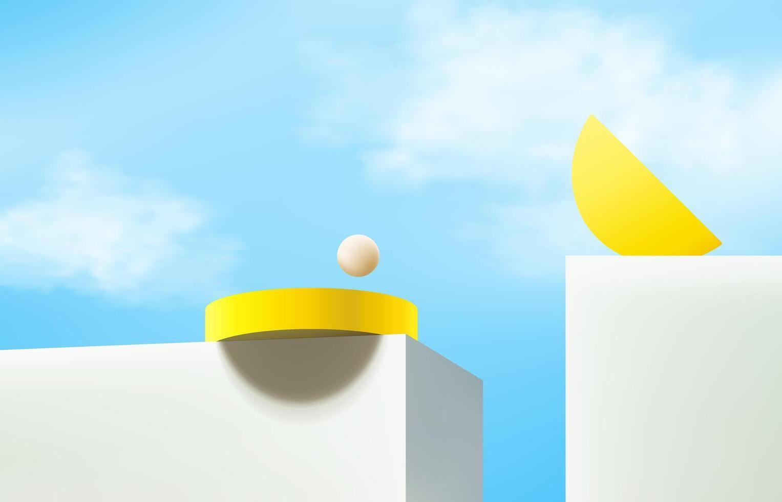 3d rendering, Sky with stage for product display present background, illustration. vector