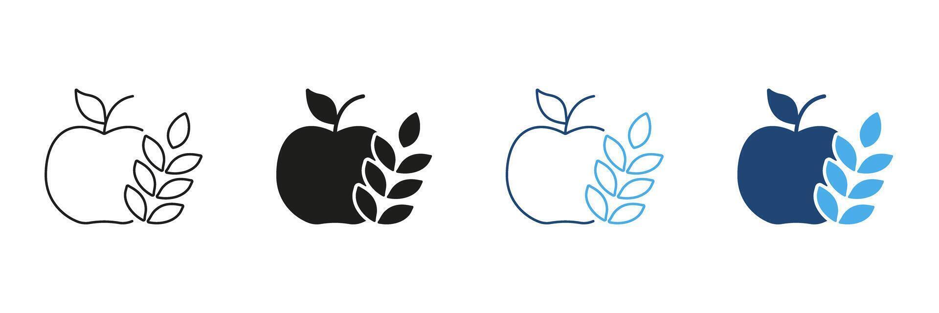 Healthy food and lifestyle line and solid icon set. Fitness and wellness symbol collection. Isolated illustration vector