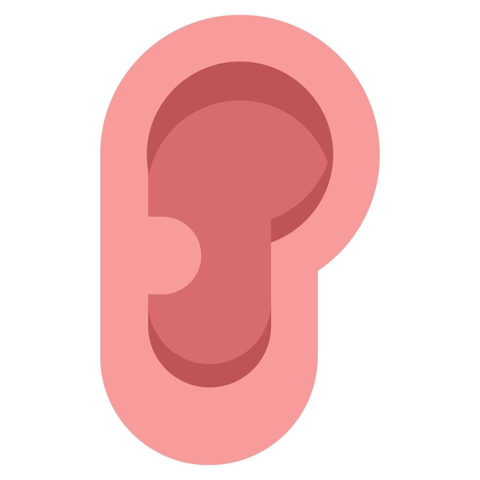 Ear in flat icon style vector