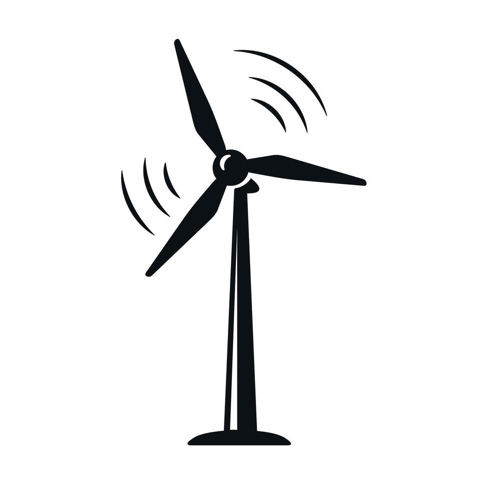 Spinning wind turbine icon with motion lines for rotation vector