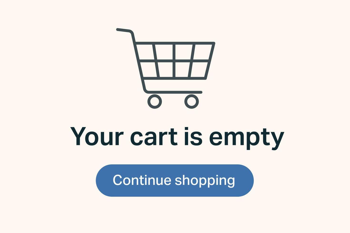 Empty cart screen with icon and message prompt vector