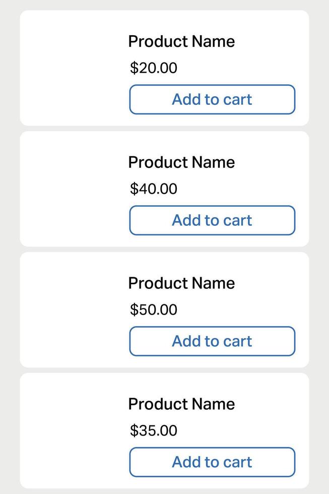 Mobile shopping interface with add to cart options vector