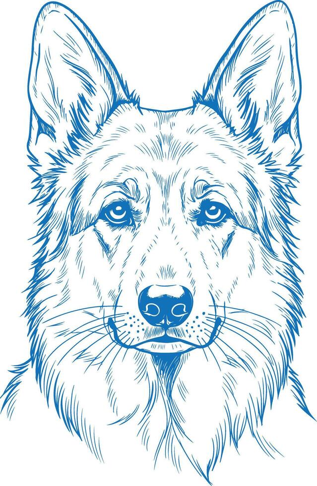 Minimalist Hand Drawn German Shepherd Art Simple Line vector