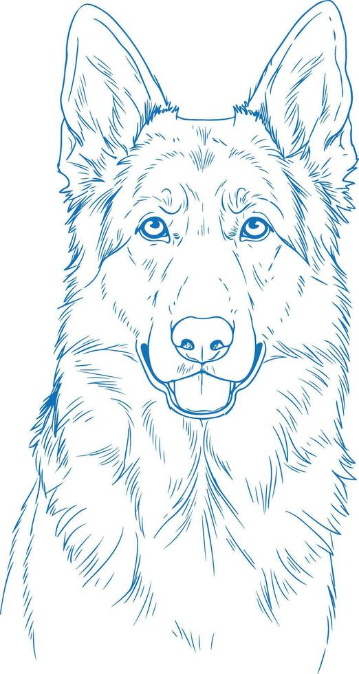 Modern Minimal German Shepherd Art Clean Dog Line Drawing vector