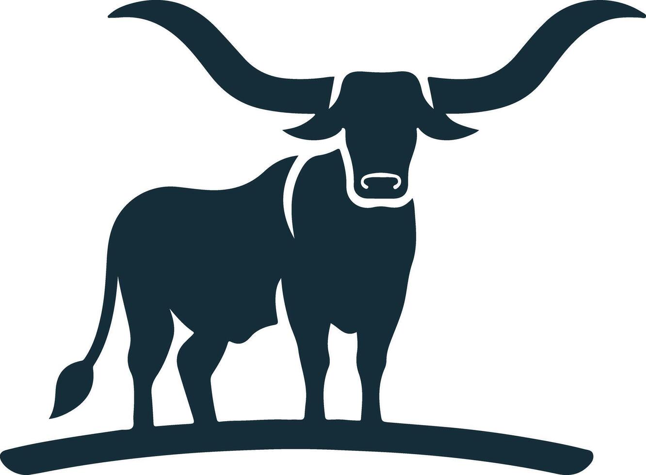 Minimal Longhorn Cow silhouette vector