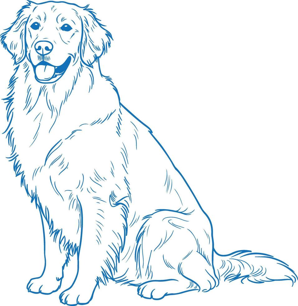 Simple Minimal Golden Retriever Line Art Dog Icon vector