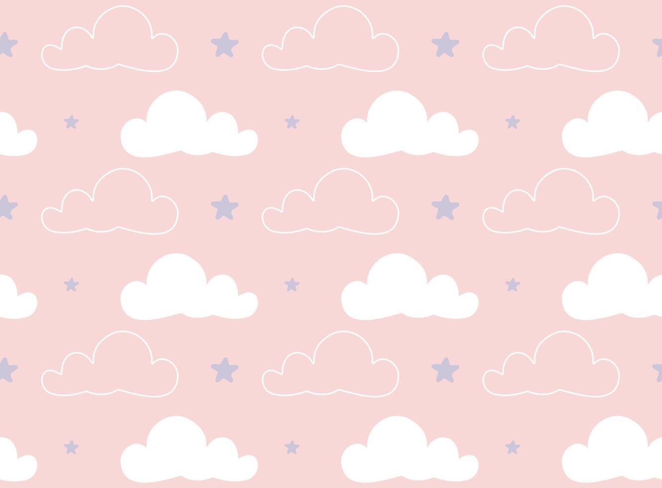Cloud and star seamless pattern vector