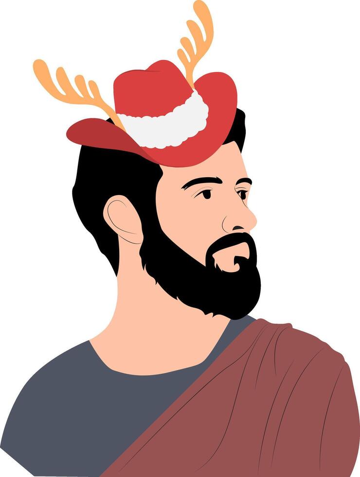 Whimsical Hat and Antler Male Sketch vector