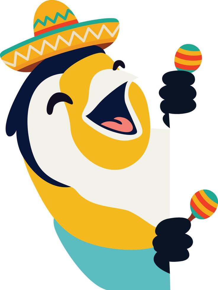 cinco de may holiday happy penguin plays maracas fiesta vector