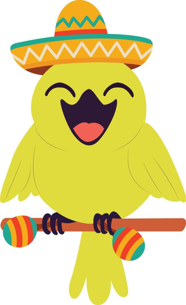 cinco de may happy bird sombrero maracas cinco de mayo vector