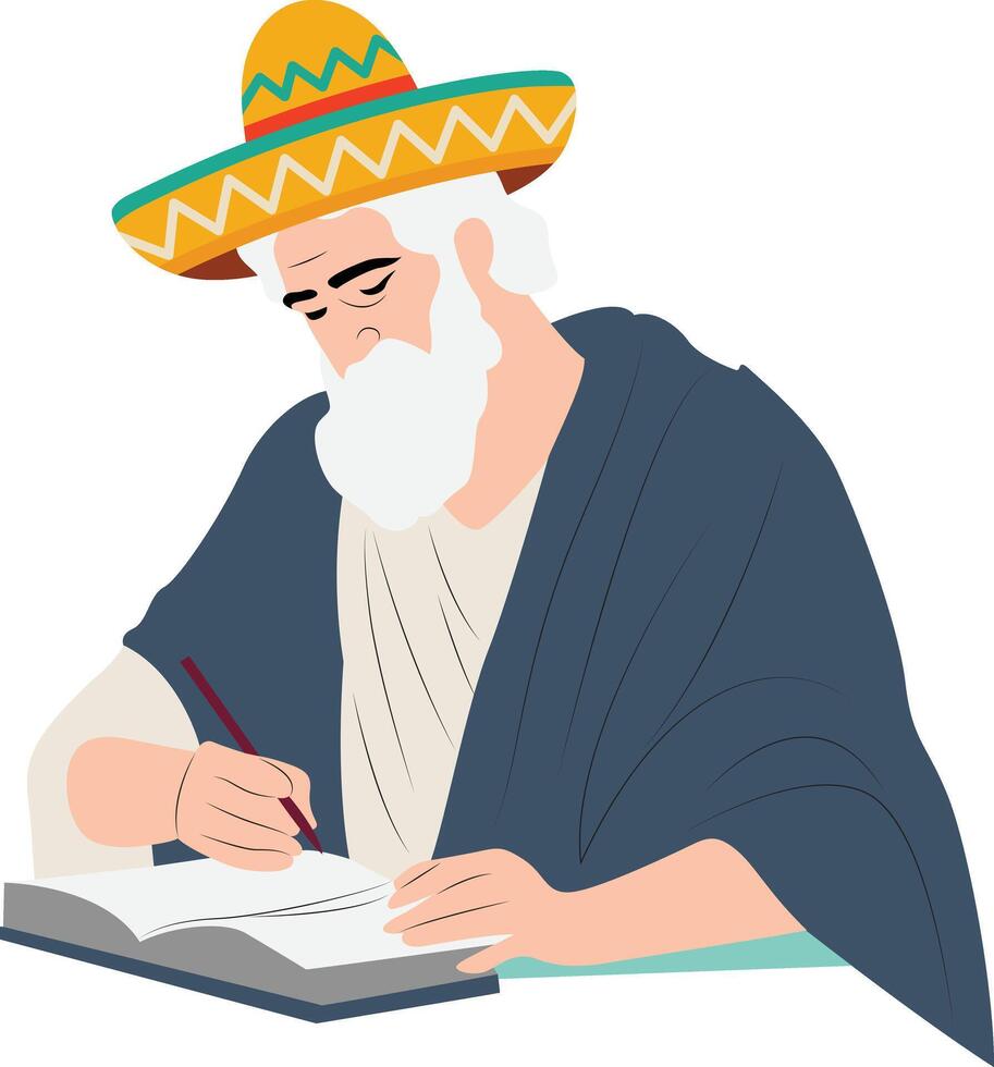 cinco de may elderly man writing sombrero book note vector
